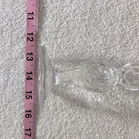 Vintage Clear Lead  Crystal whirling Star Pinwheel Candlestick Holders X3 - Picture 12 of 12